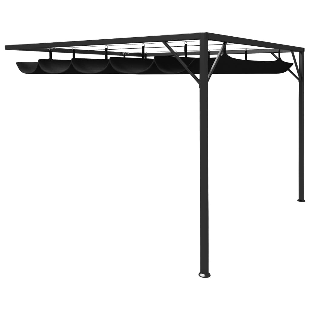 Berkfield Garden Wall Gazebo with Retractable Roof Canopy 3x3 m Anthracite