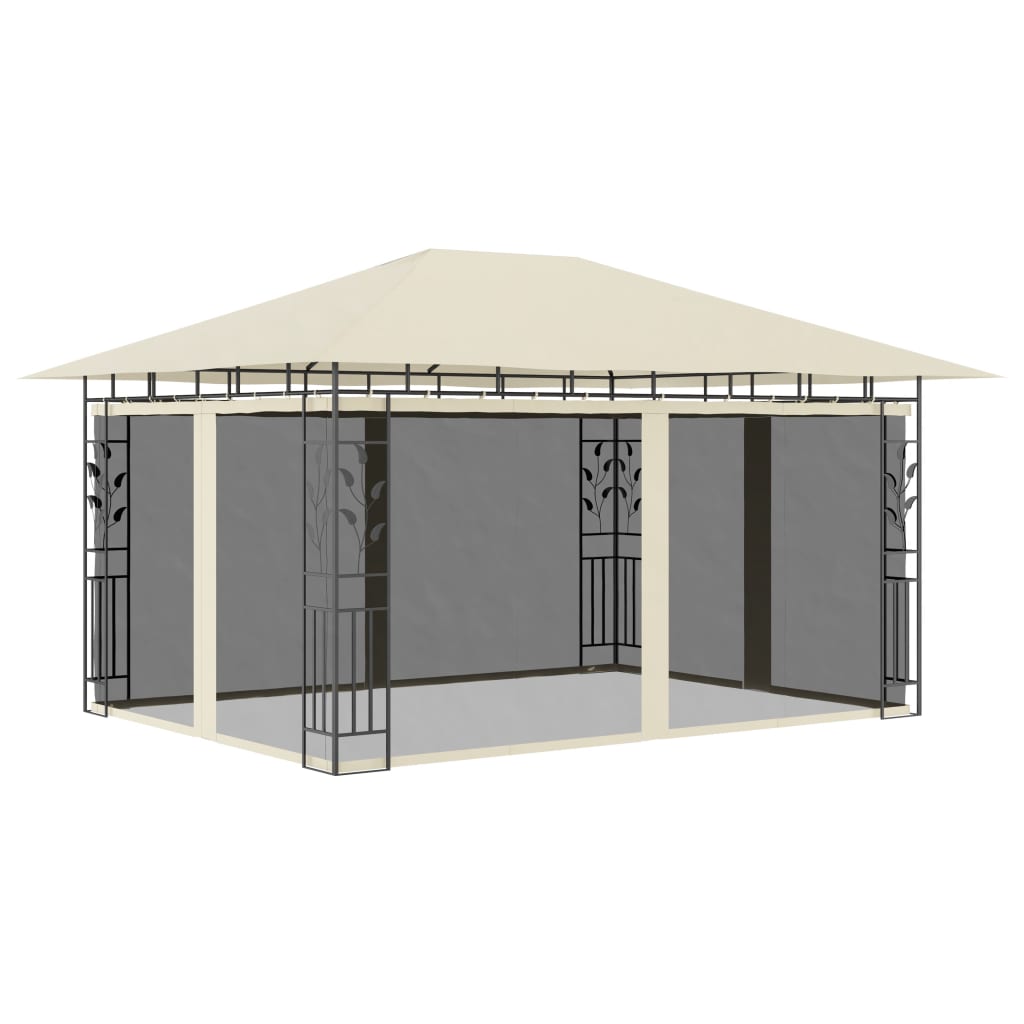 Berkfield Gazebo with Mosquito Net 4x3x2.73 m Cream 180 g/m�__