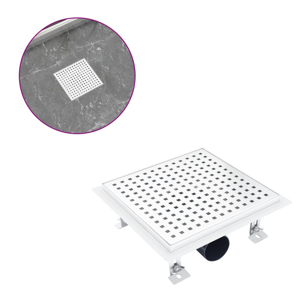 Berkfield Shower Drain 23x23 cm Stainless Steel