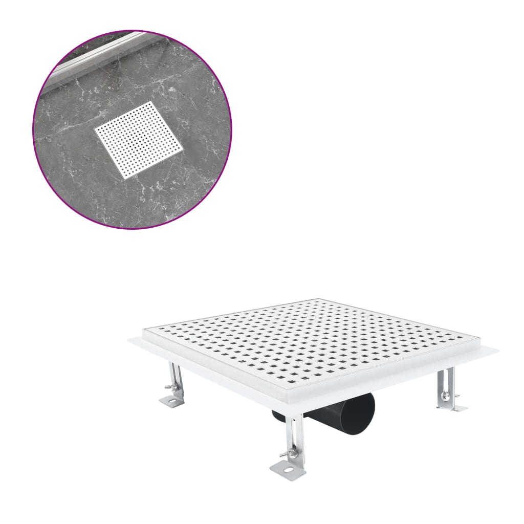Berkfield Shower Drain 28x28 cm Stainless Steel