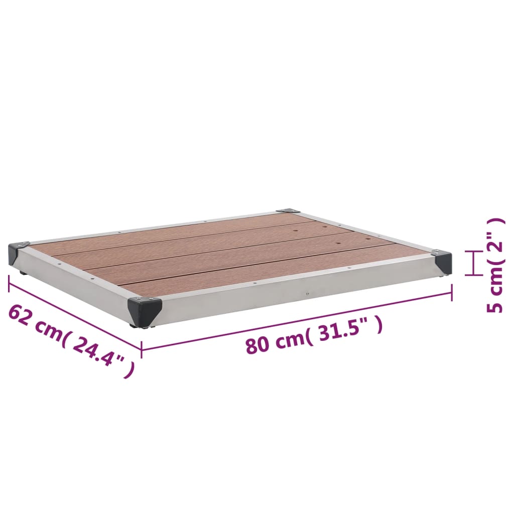 Berkfield Outdoor Shower Tray WPC Stainless Steel 80x62 cm Brown