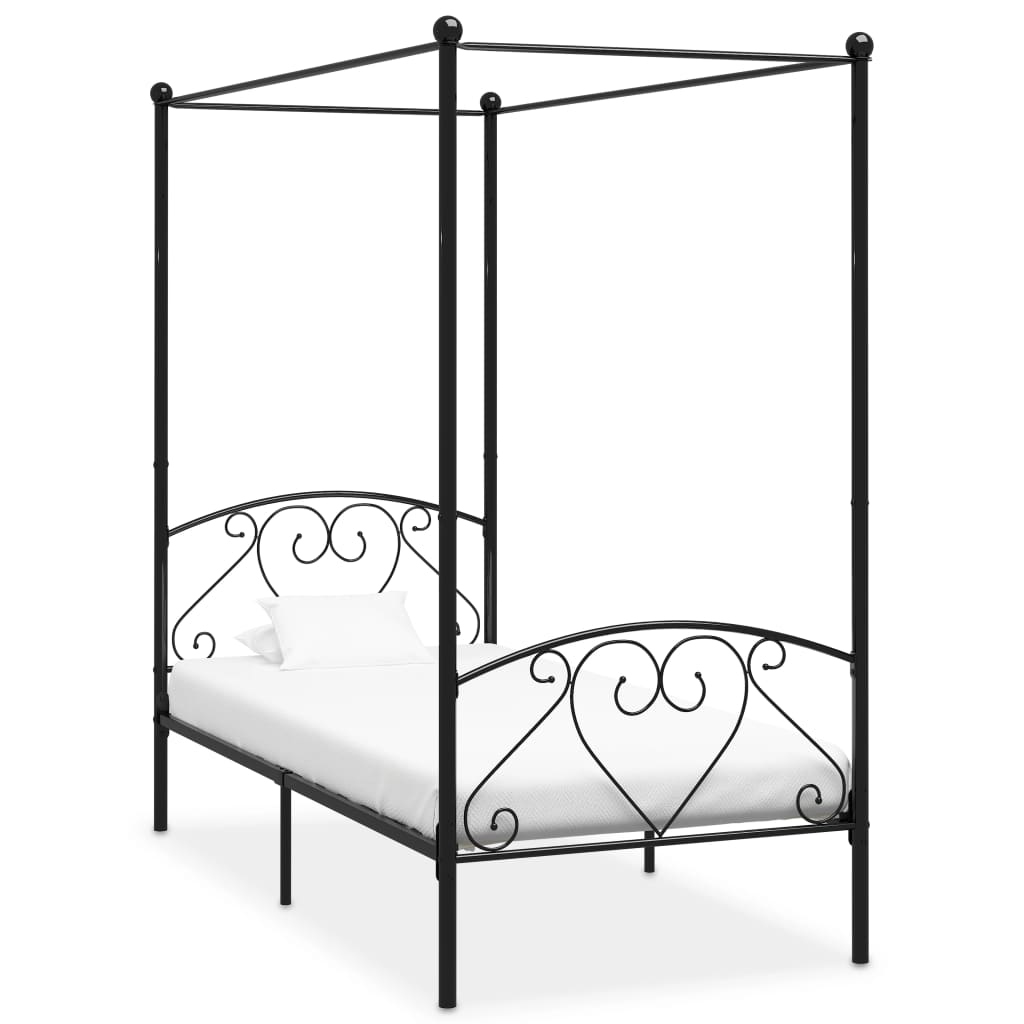 Berkfield Canopy Bed Frame Black Metal 90x200 cm