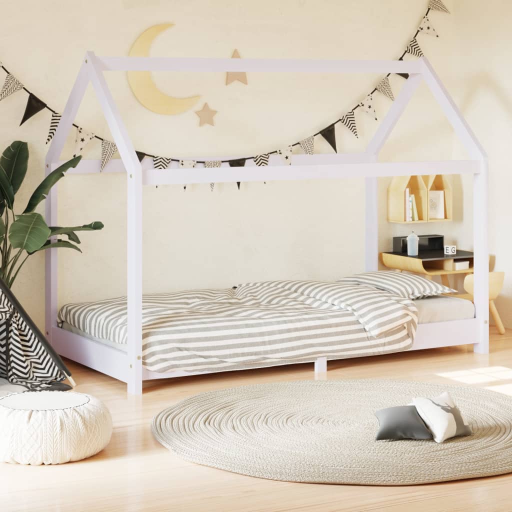Berkfield Kids Bed Frame White Solid Pine Wood 70x140 cm