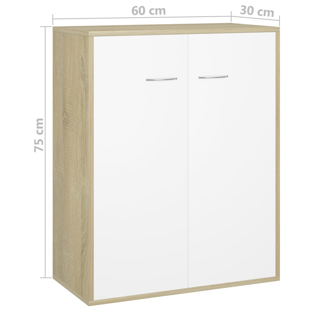 Berkfield Sideboard White and Sonoma Oak 60x30x75 cm Engineered Wood
