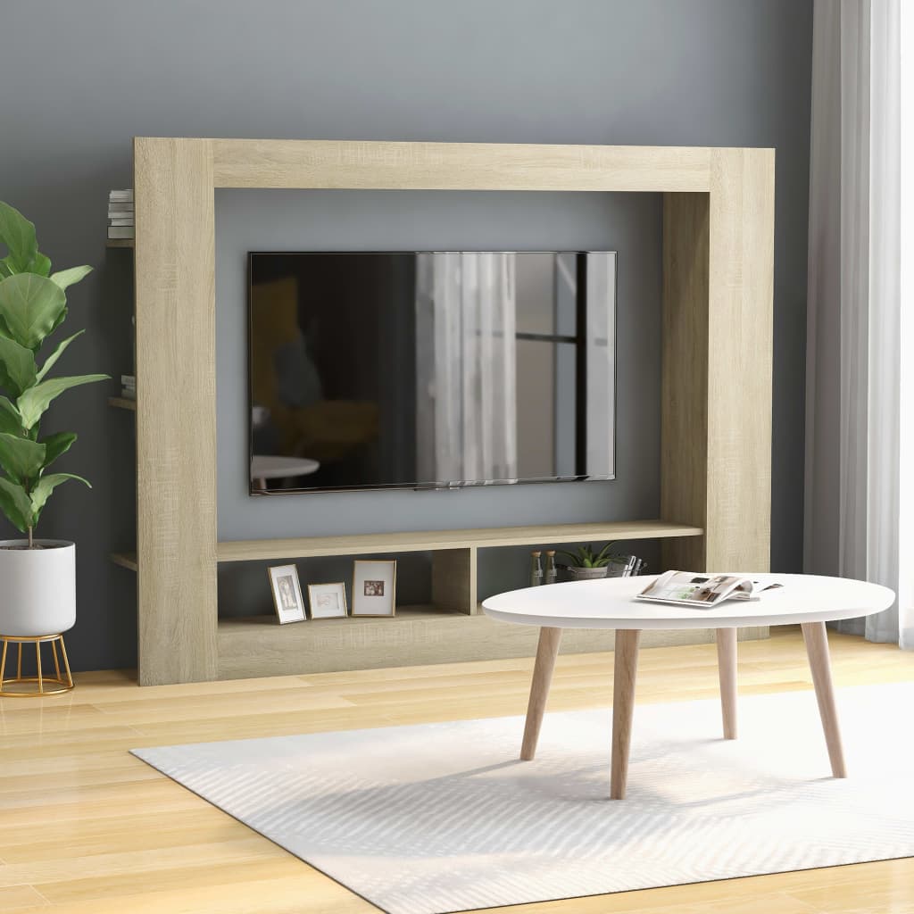Berkfield TV Cabinet Sonoma Oak 152x22x113 cm Engineered Wood
