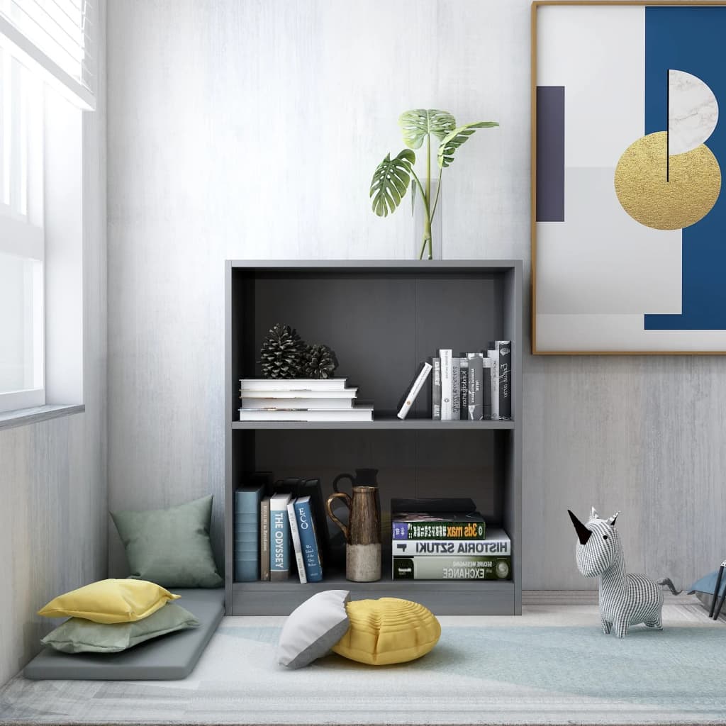 Berkfield Bookshelf High Gloss Grey 60x24x74.5 cm Engineered Wood