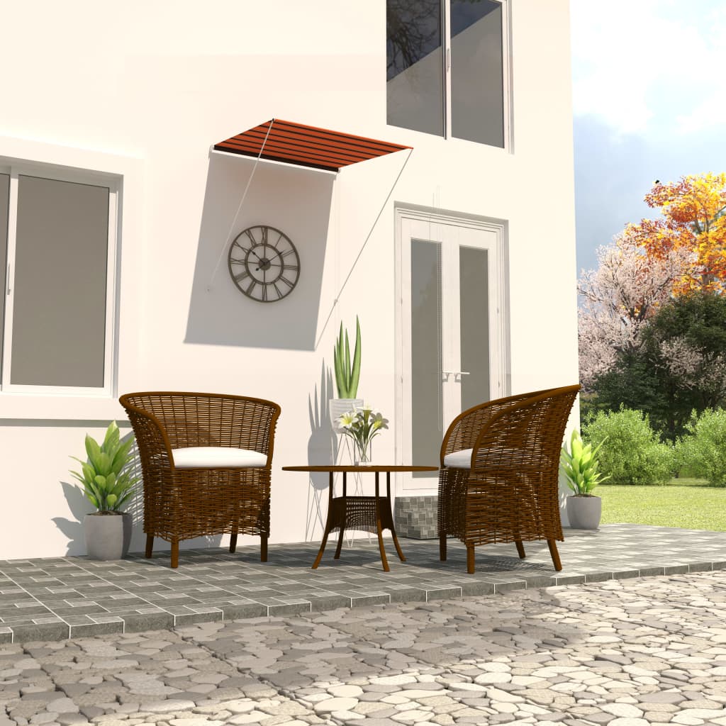 Berkfield Retractable Awning 100x150 cm Orange and Brown