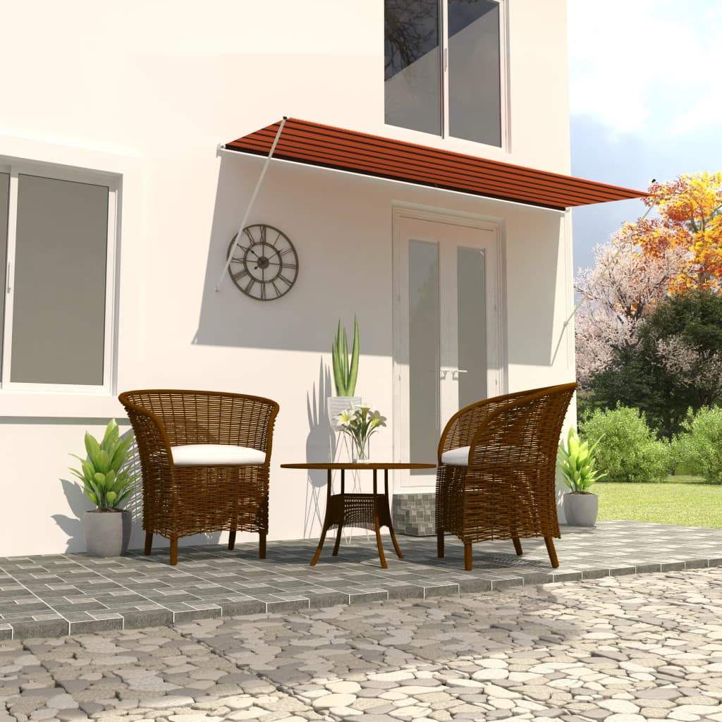 Berkfield Retractable Awning 350x150 cm Orange and Brown
