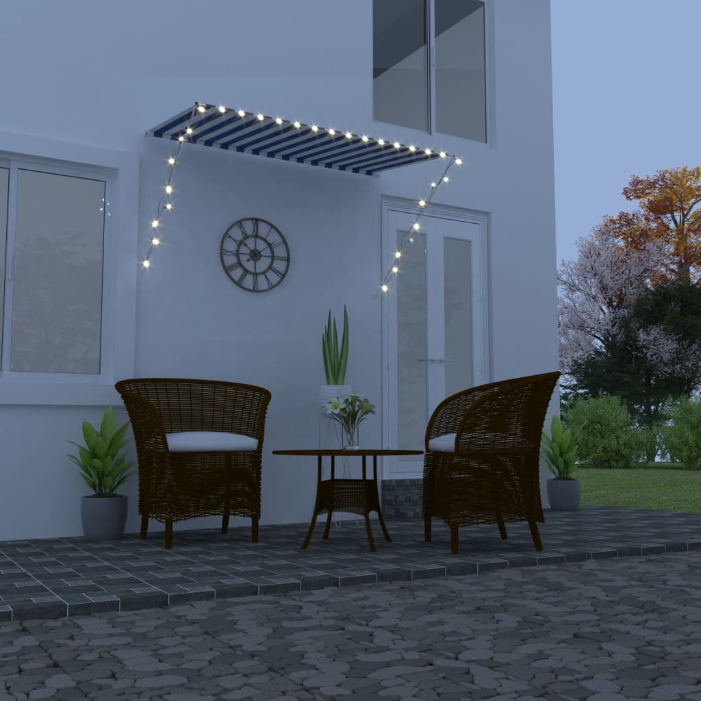 Berkfield Retractable Awning with LED 250x150 cm Blue and White