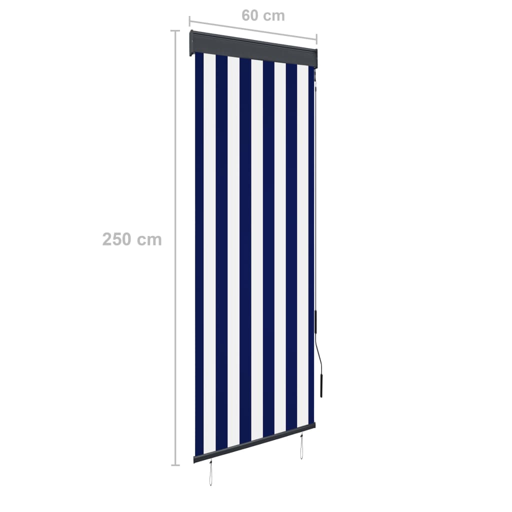 Berkfield Outdoor Roller Blind 60x250 cm Blue and White