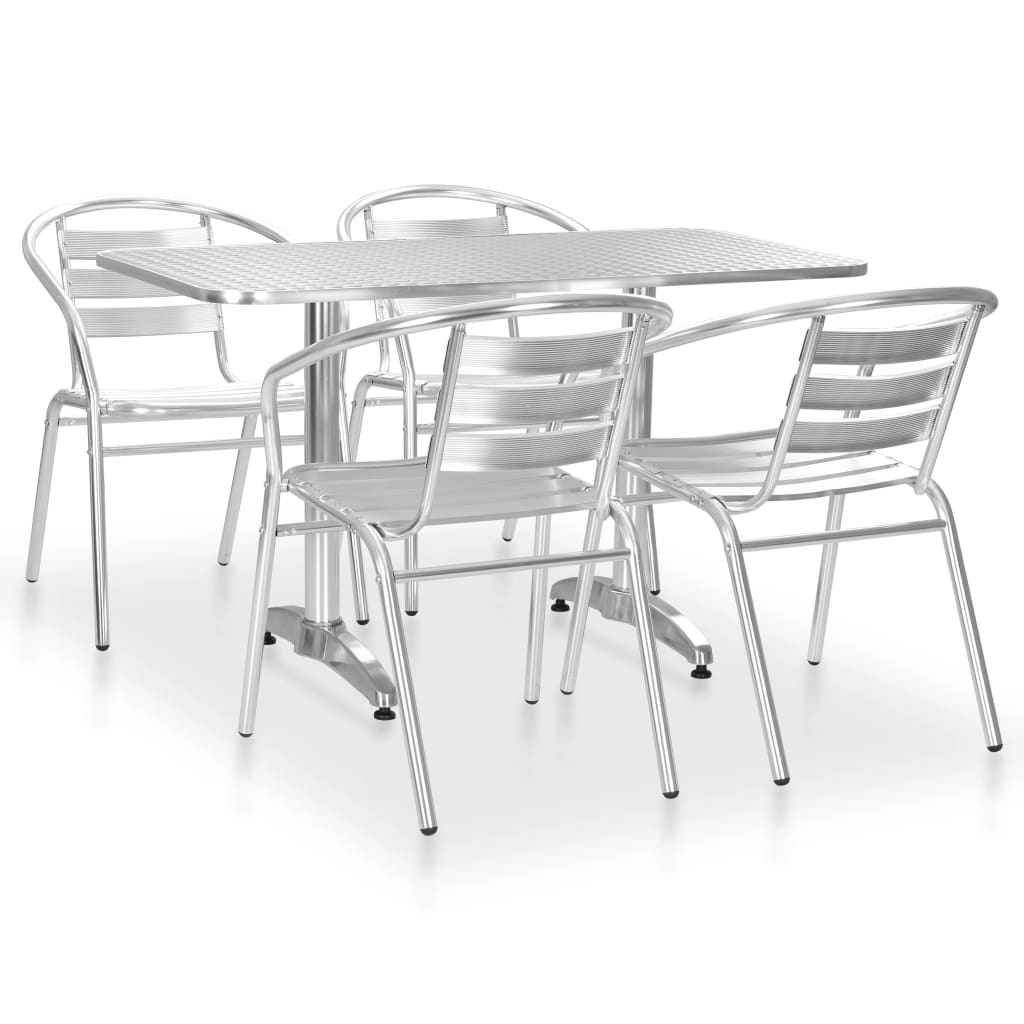 Berkfield 5 Piece Outdoor Dining Set Aluminium Silver