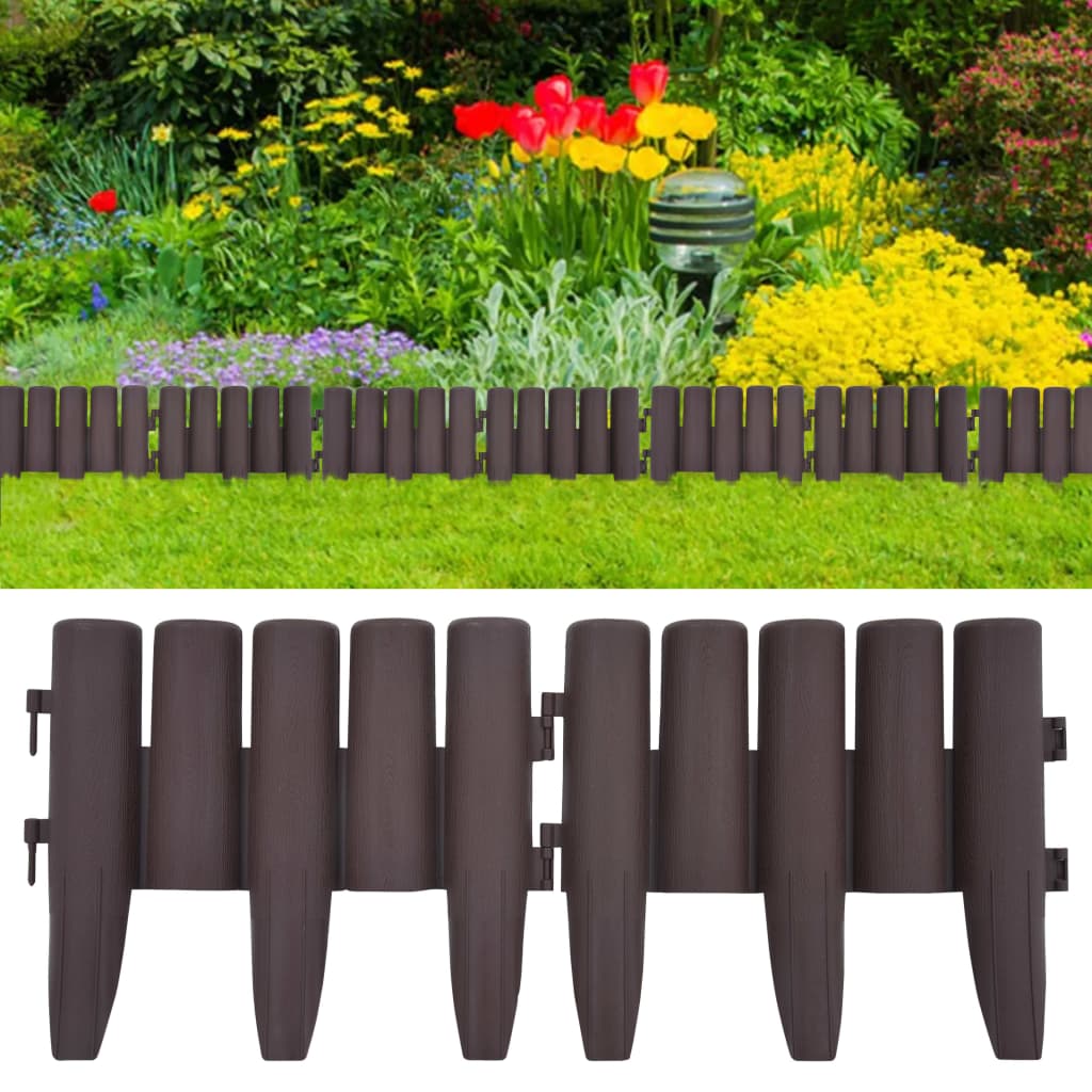Berkfield Lawn Edgings 36 pcs Brown 10 m PP