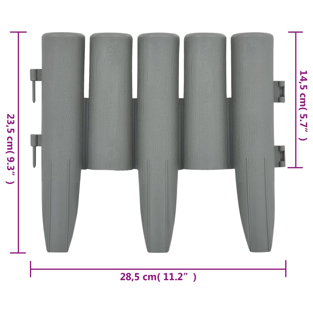 Berkfield Lawn Edgings 36 pcs Grey 10 m PP