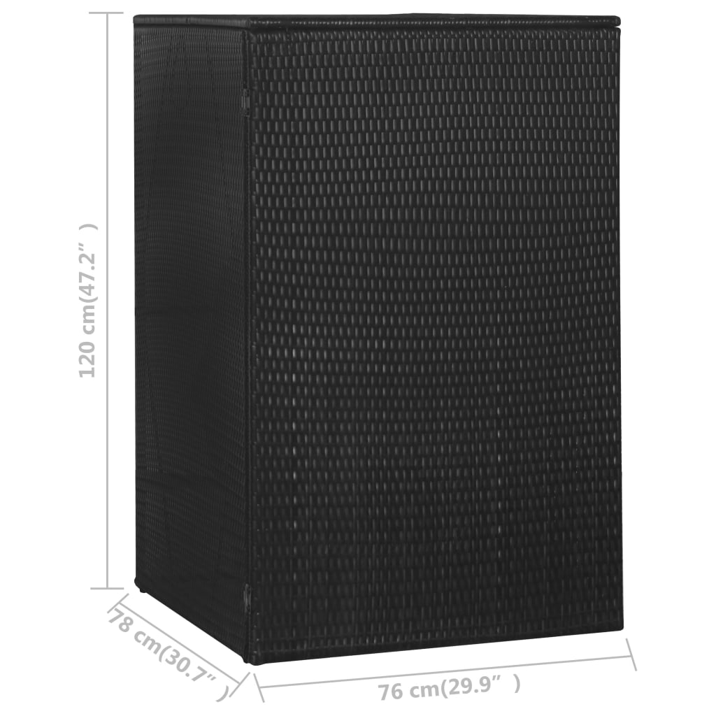 Berkfield Single Wheelie Bin Shed Black 76x78x120 cm Poly Rattan