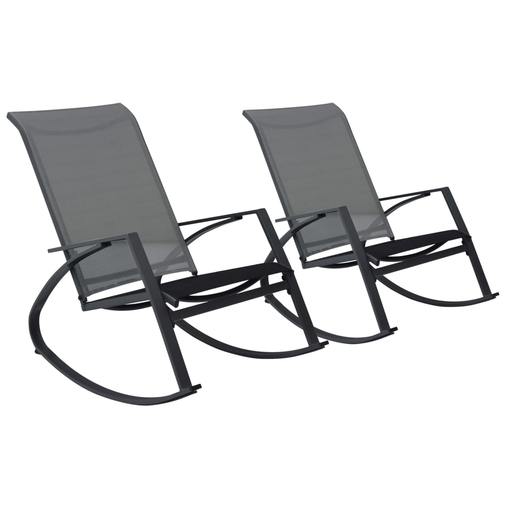 Berkfield Garden Rocking Chairs 2 pcs Textilene Dark Grey