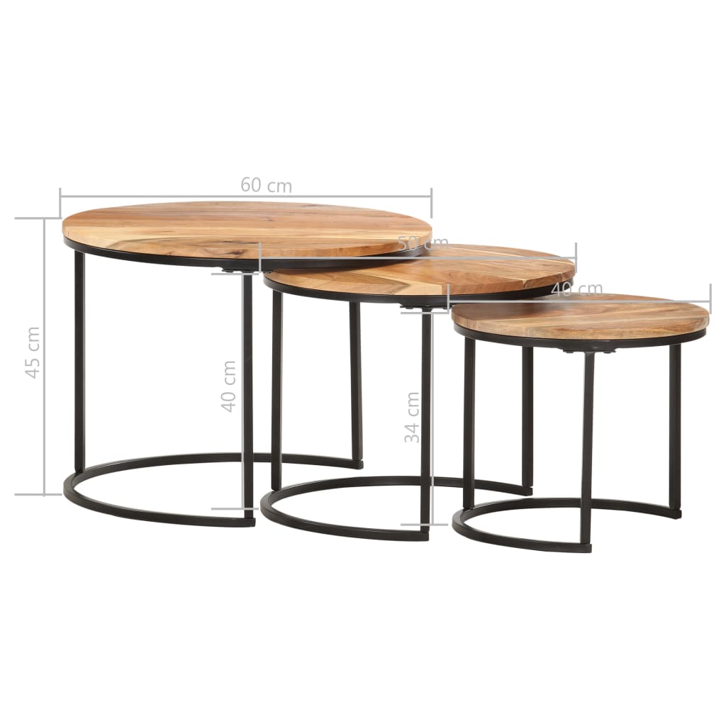 Berkfield Nesting Tables 3 pcs Solid Acacia Wood