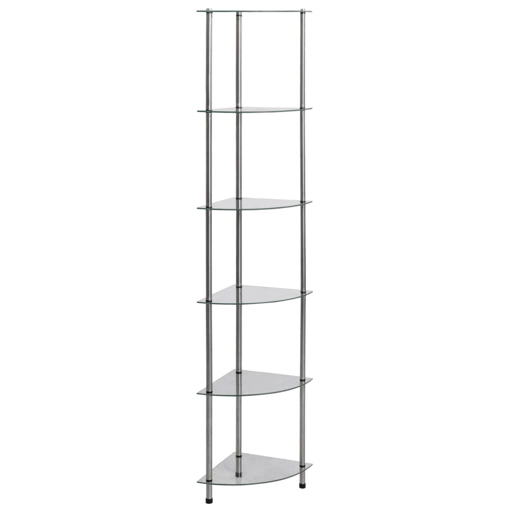 Berkfield 6-Tier Shelf Transparent 30x30x160 cm Tempered Glass