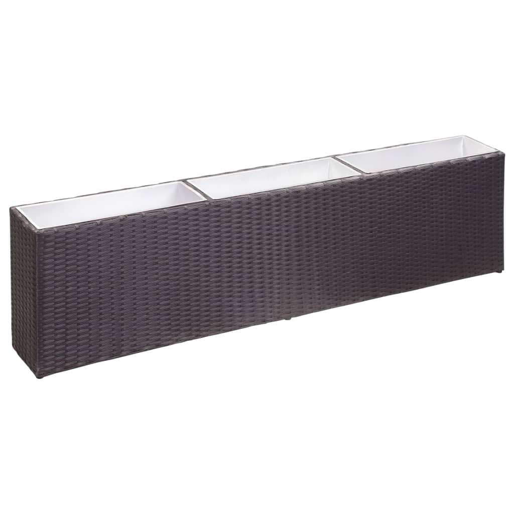 Berkfield Garden Raised Bed with 3 Pots 150x20x40 cm Poly Rattan Black