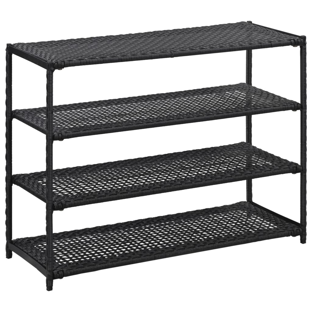 Berkfield Shoe Rack Black 80x30x60 cm Poly Rattan