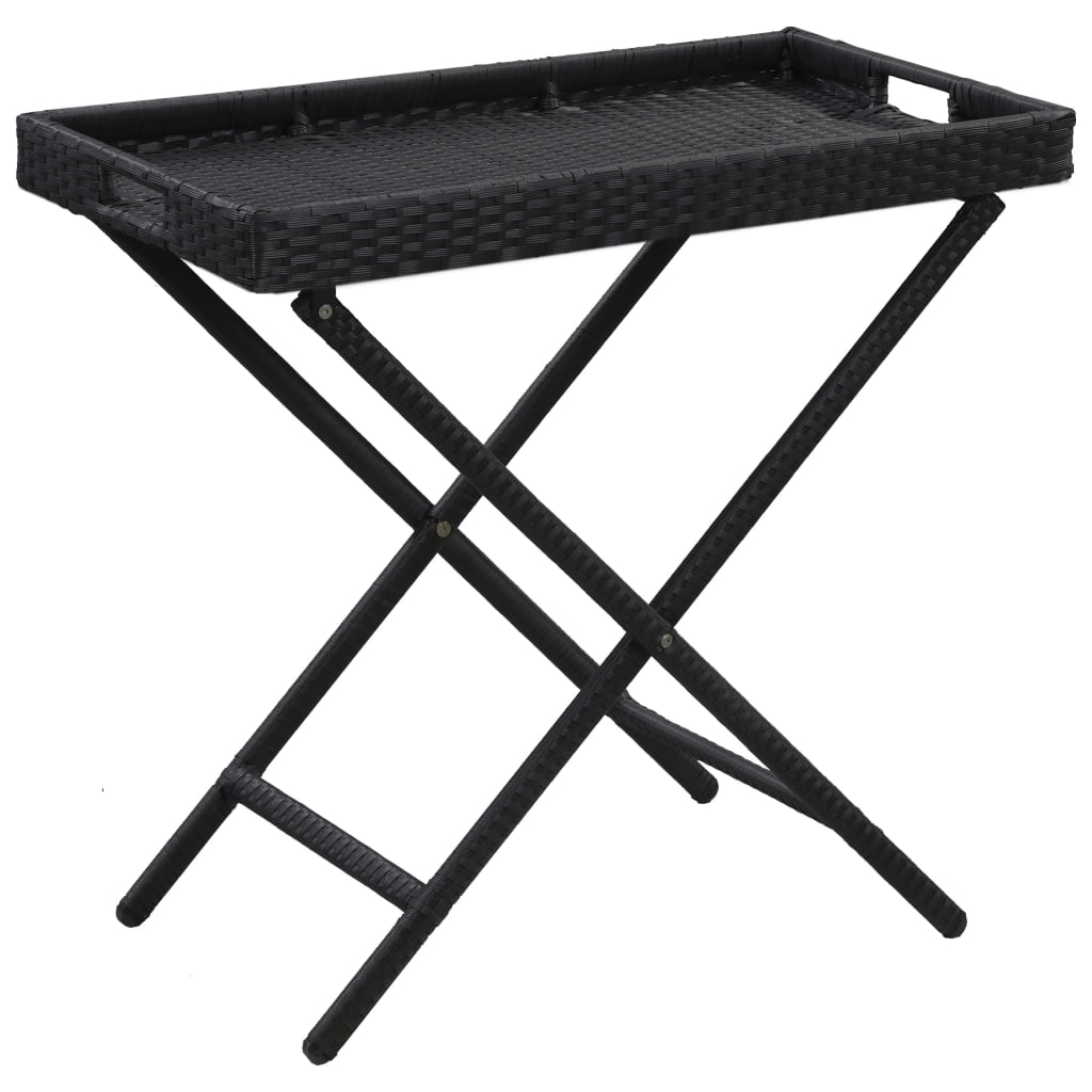 Berkfield Folding Table Black 80x45x75 cm Poly Rattan