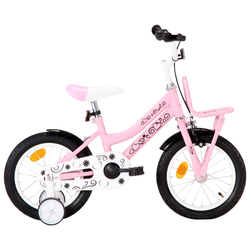 Berkfield Kids Bike with Front Carrier 14 inch White and Pink