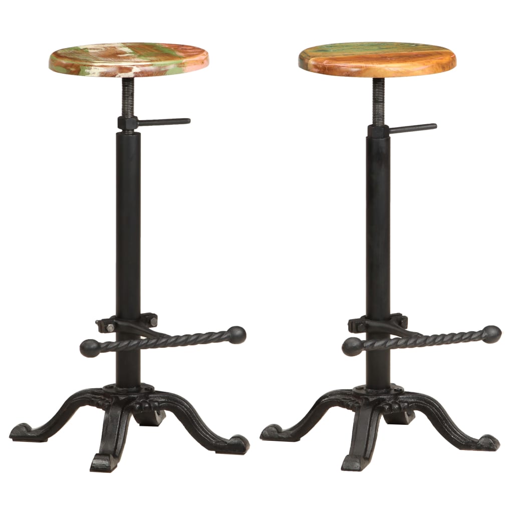 Berkfield Bar Stools 2 pcs Cast Iron and Solid Reclaimed Wood