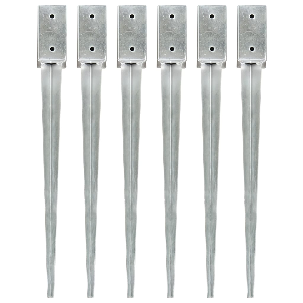 Berkfield Ground Spikes 6 pcs Silver 7x7x75 cm Galvanised Steel
