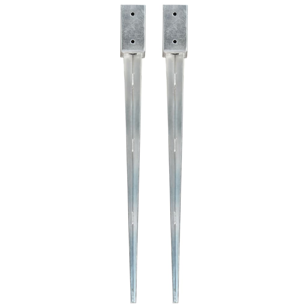 Berkfield Ground Spikes 2 pcs Silver 7x7x90 cm Galvanised Steel