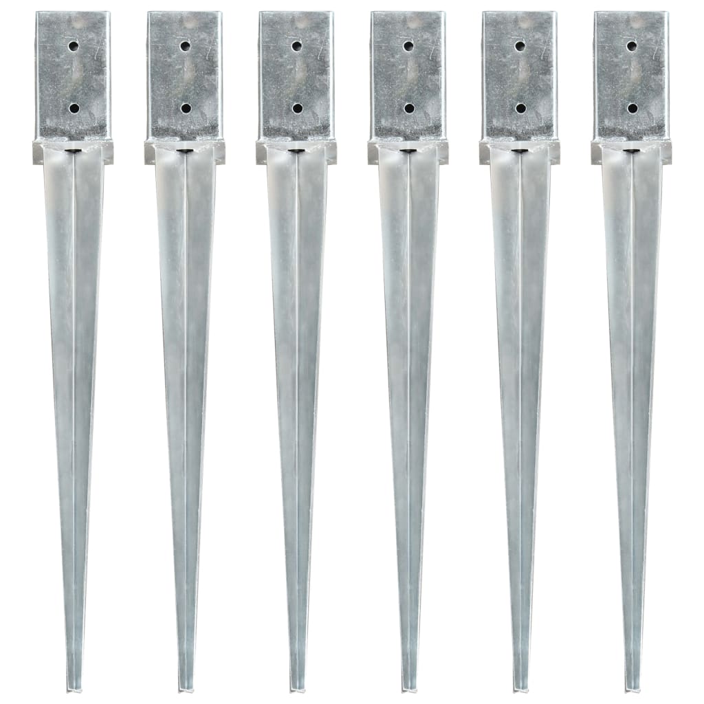 Berkfield Ground Spikes 6 pcs Silver 8x8x76 cm Galvanised Steel