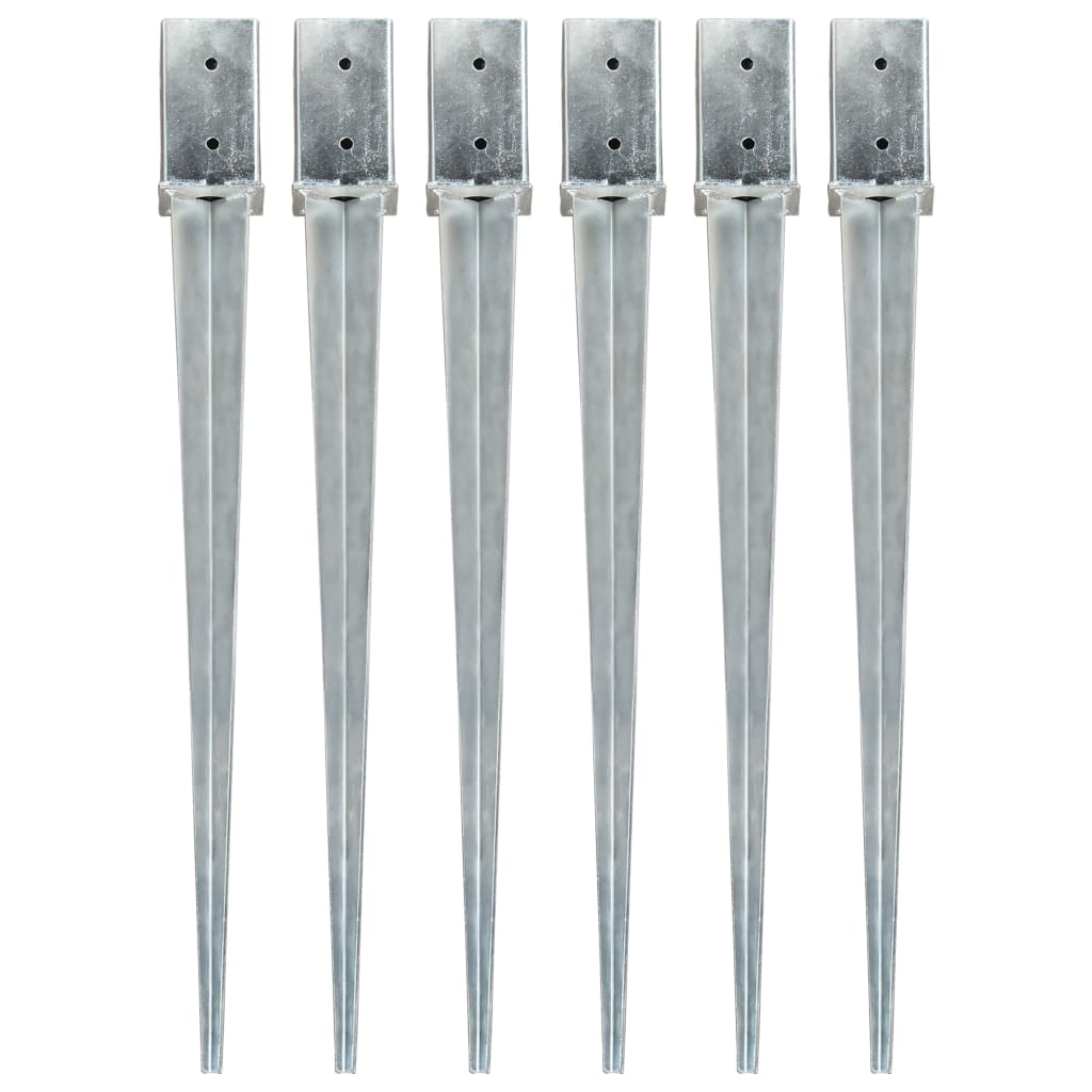 Berkfield Ground Spikes 6 pcs Silver 8x8x91 cm Galvanised Steel