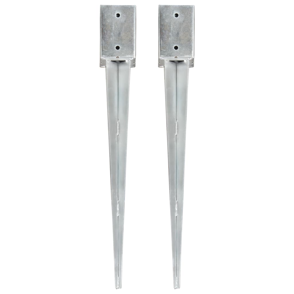 Berkfield Ground Spikes 2 pcs Silver 9x9x75 cm Galvanised Steel
