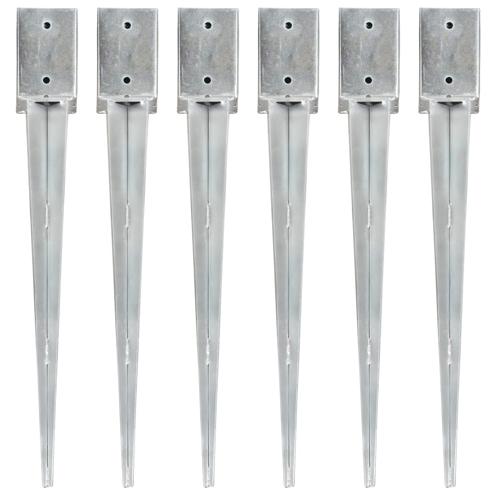 Berkfield Ground Spikes 6 pcs Silver 9x9x75 cm Galvanised Steel