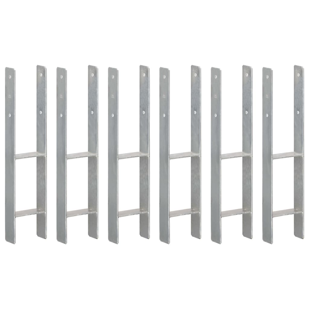 Berkfield Fence Anchors 6 pcs Silver 12x6x60 cm Galvanised Steel