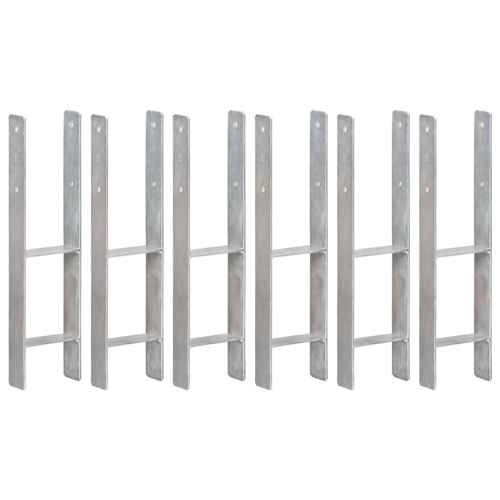 Berkfield Fence Anchors 6 pcs Silver 14x6x60 cm Galvanised Steel