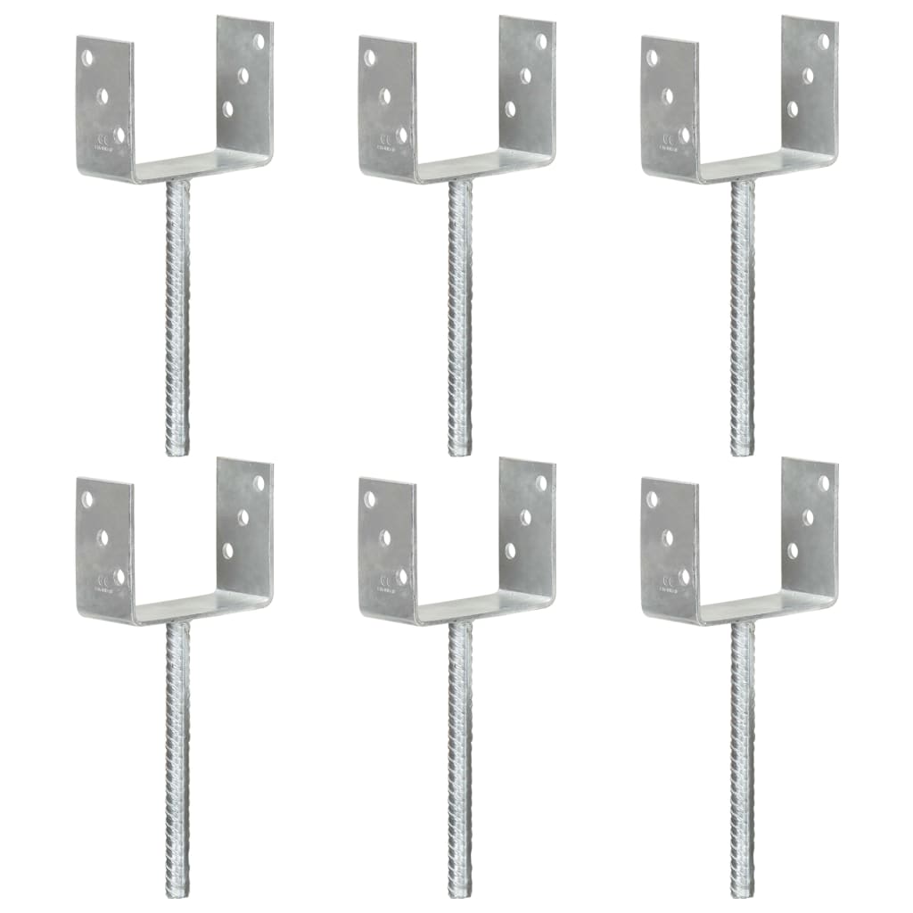 Berkfield Fence Anchors 6 pcs Silver 12x6x30 cm Galvanised Steel