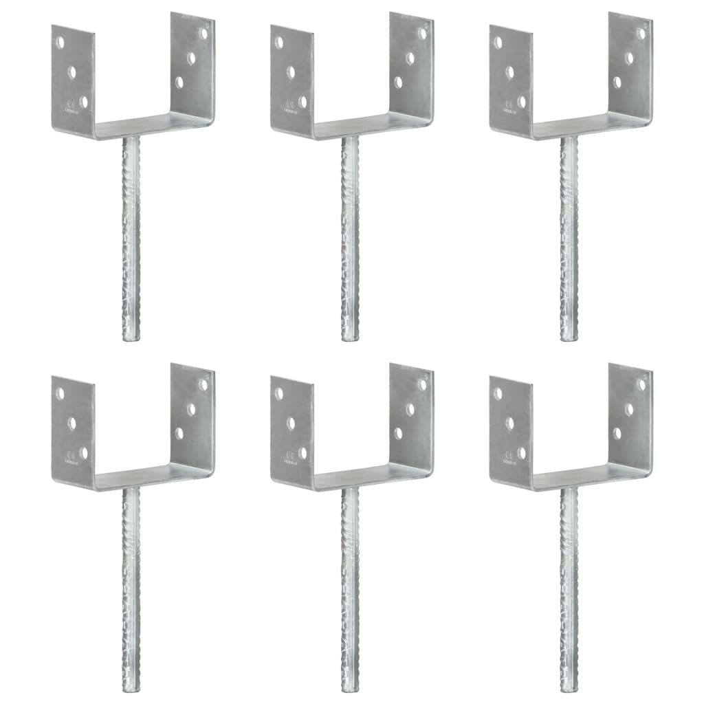 Berkfield Fence Anchors 6 pcs Silver 14x6x30 cm Galvanised Steel
