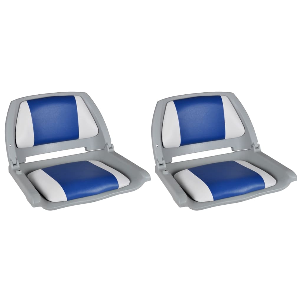 Berkfield Boat Seats 2 pcs Foldable Backrest Blue-white Pillow 41x51x48cm