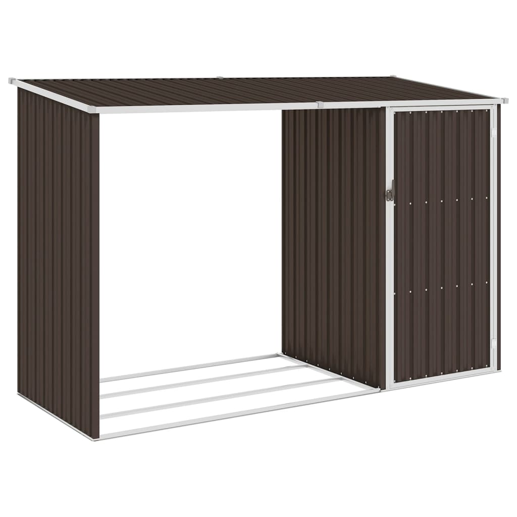 Berkfield Garden Firewood Shed Brown 245x98x159 cm Galvanised Steel