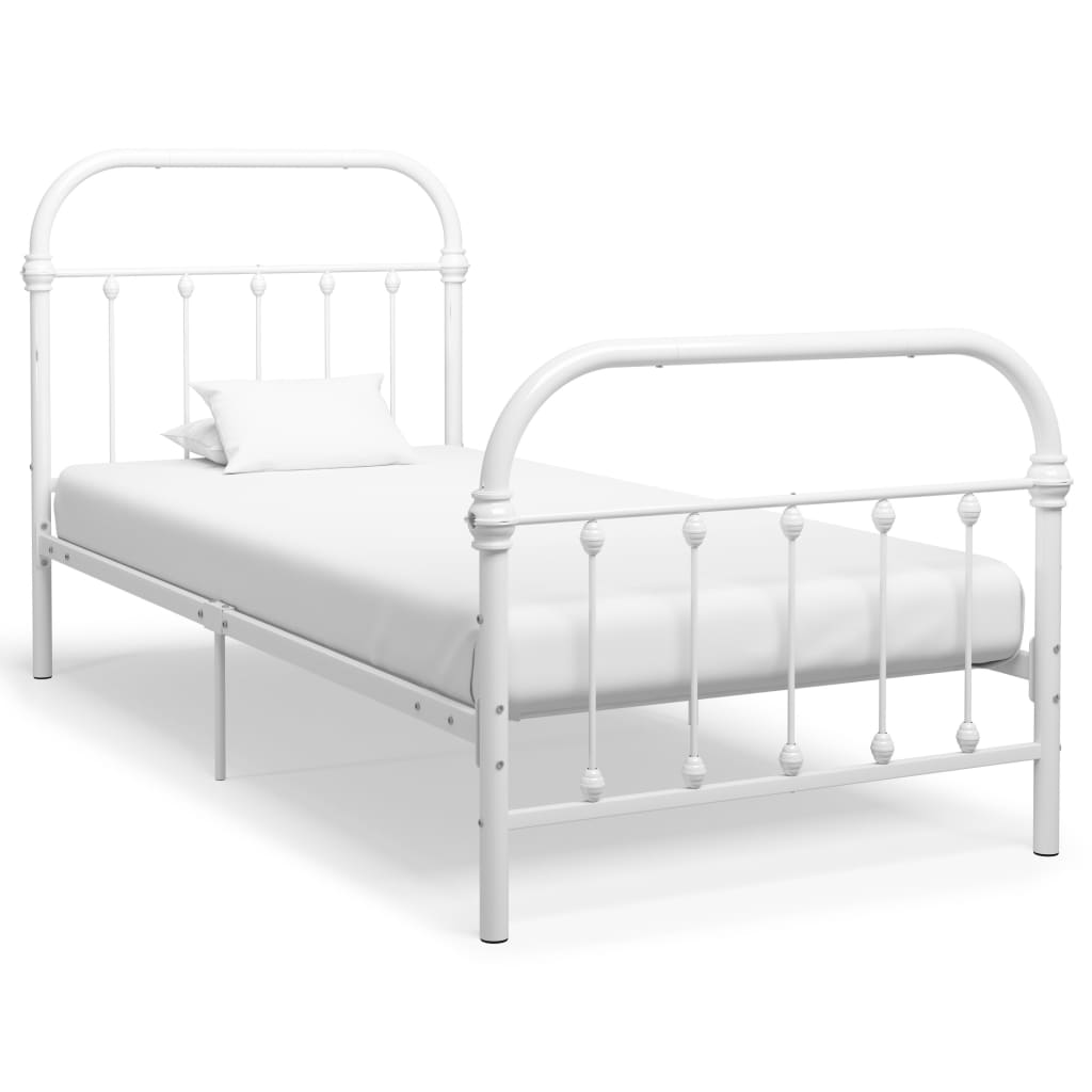 Berkfield Bed Frame White Metal 90x200 cm
