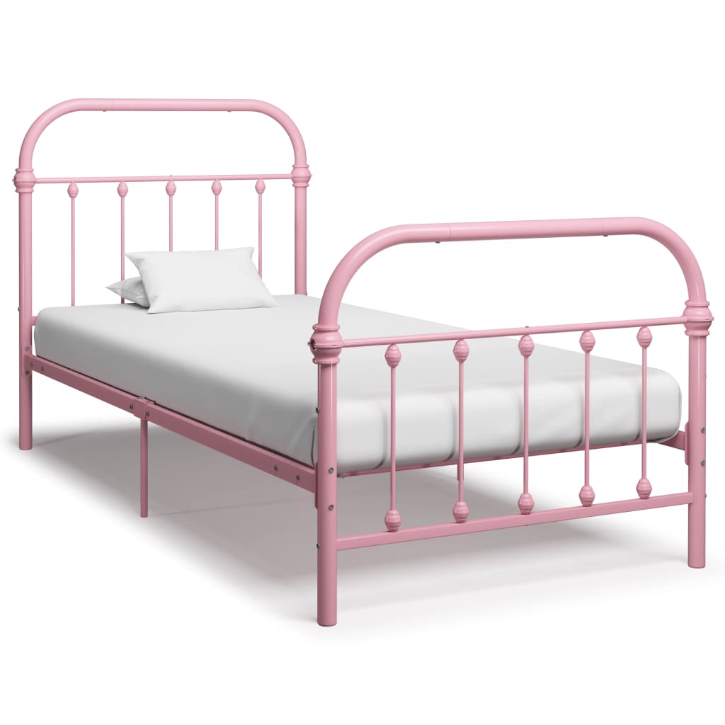Berkfield Bed Frame Pink Metal 100x200 cm
