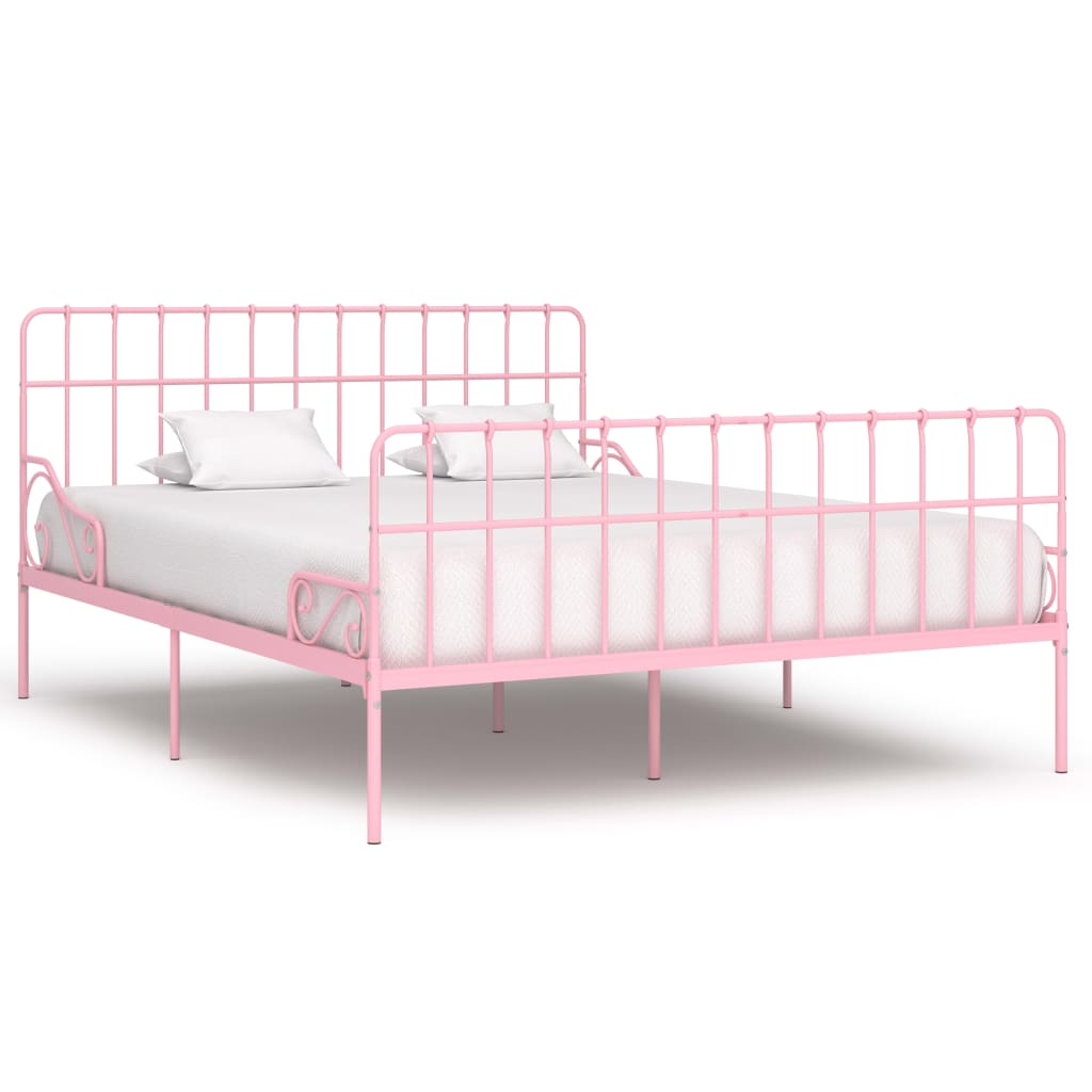 Berkfield Bed Frame with Slatted Base Pink Metal 200x200 cm