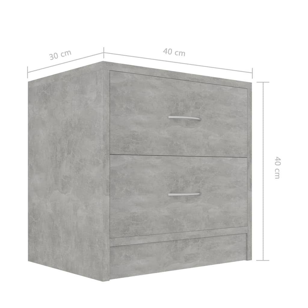 Berkfield Bedside Cabinet Concrete Grey 40x30x40 cm Engineered Wood