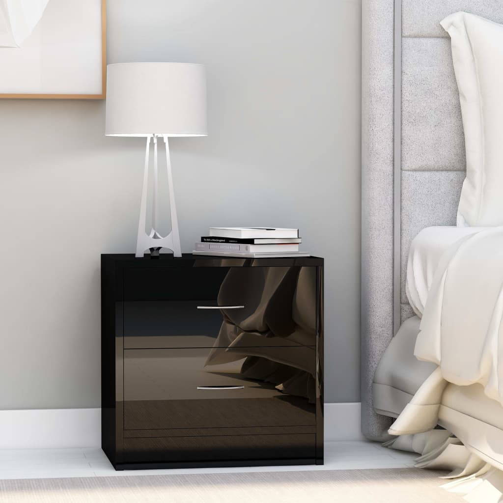 Berkfield Bedside Cabinet High Gloss Black 40x30x40 cm Engineered Wood