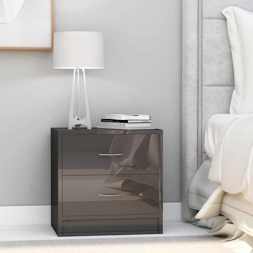 Berkfield Bedside Cabinets 2 pcs High Gloss Grey 40x30x40 cm Engineered Wood