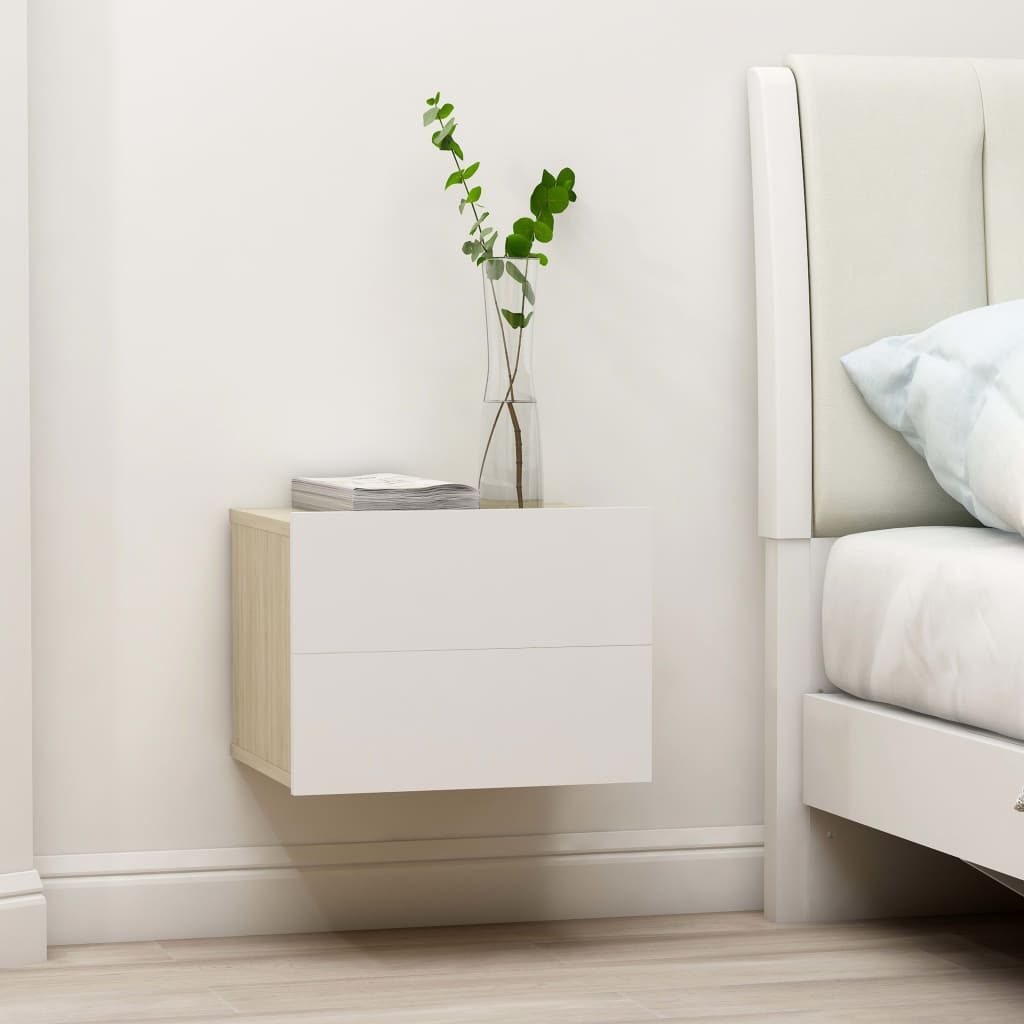 Berkfield Bedside Cabinet White and Sonoma Oak 40x30x30 cm Engineered Wood