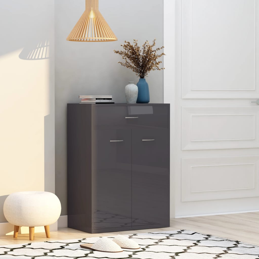 Berkfield Shoe Cabinet High Gloss Grey 60x35x84 cm Engineered Wood