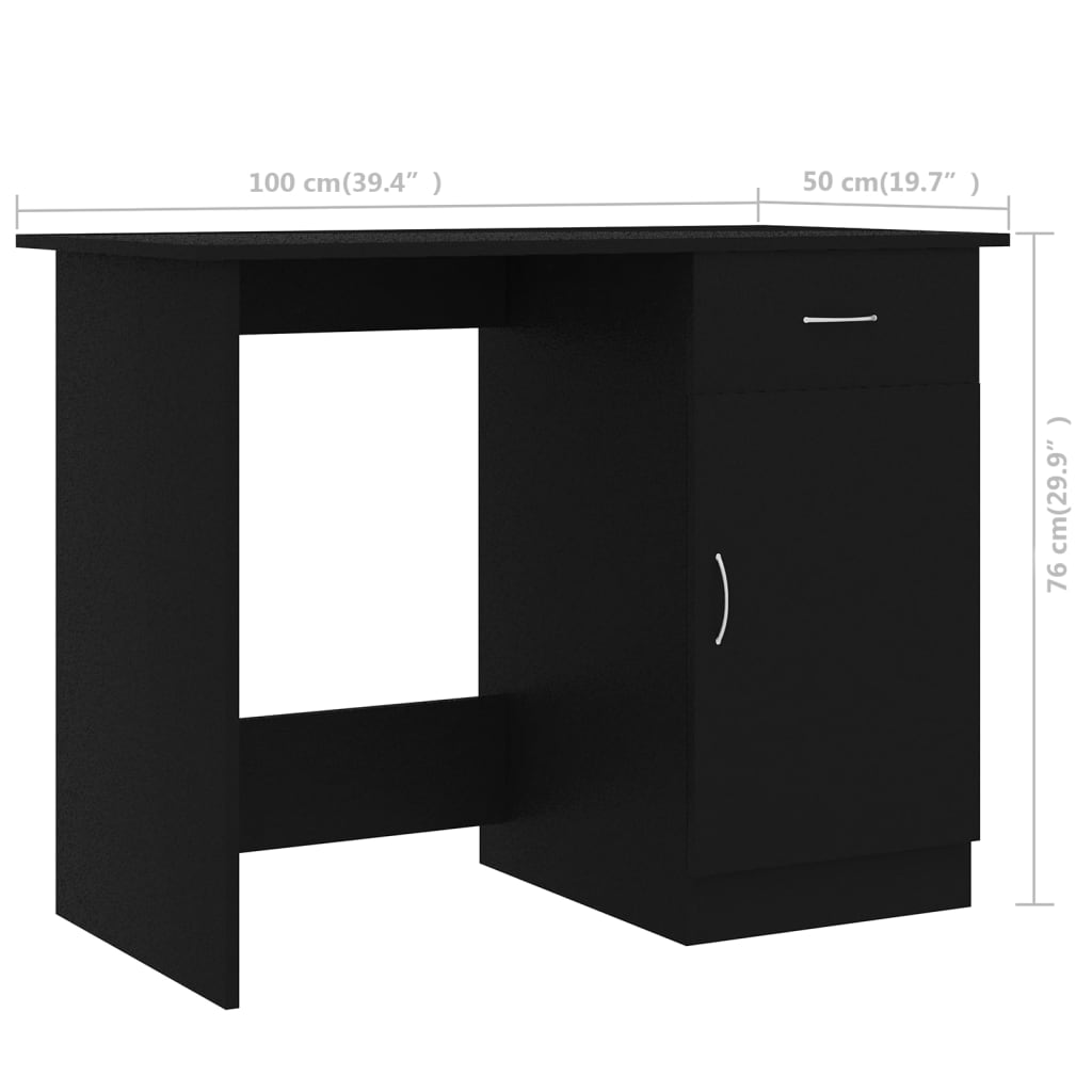 Berkfield Desk Black 100x50x76 cm Engineered Wood