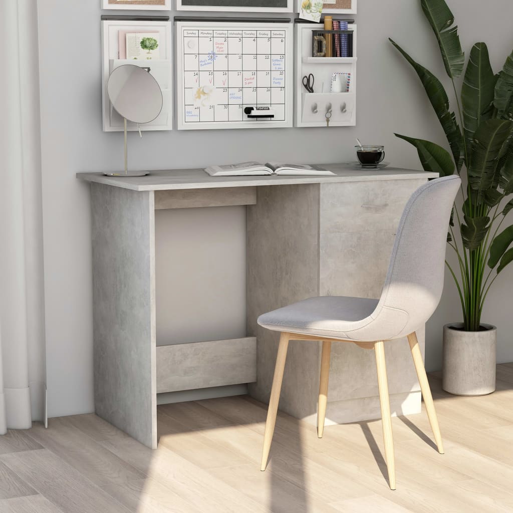 Berkfield Desk Concrete Grey 100x50x76 cm Engineered Wood
