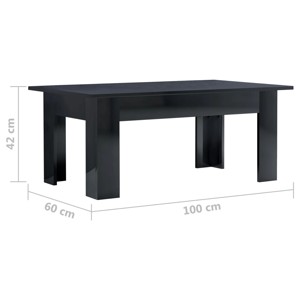 Berkfield Coffee Table High Gloss Black 100x60x42 cm Engineered Wood