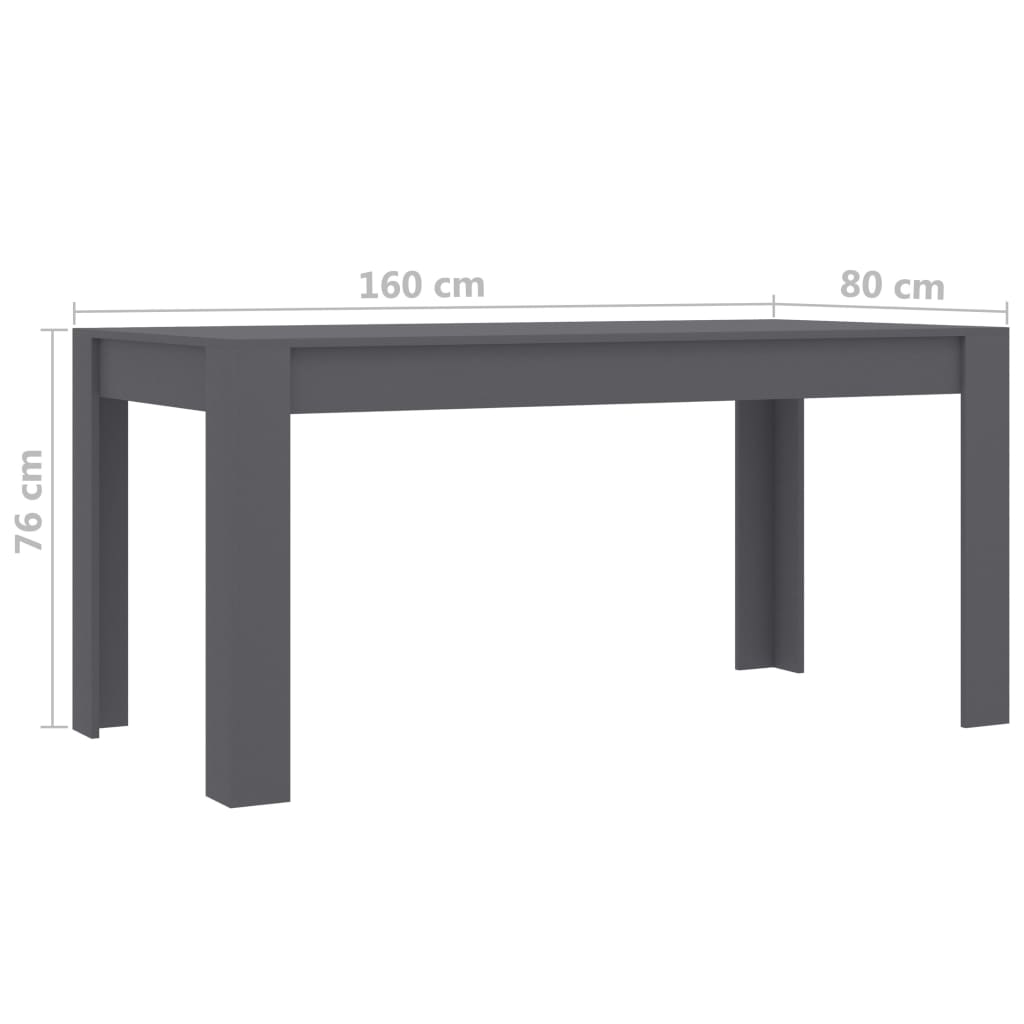 Berkfield Dining Table Grey 160x80x76 cm Engineered Wood